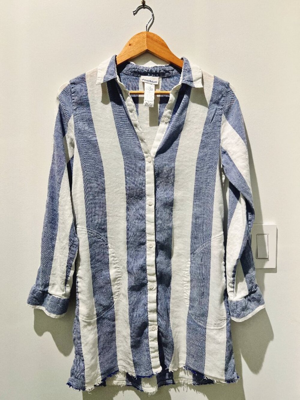 Tommy Bahama Rugby Beach Boyfriend Shirt | Blue & White | Sz. S